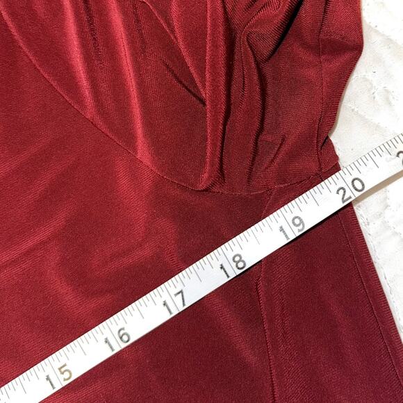 White House Black Market Womens Size XL Maroon Red Wine VNeck Long Sleeve Blouse - Picture 6 of 8